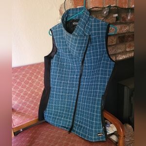 Kerrits blue plaid quilted asymmetrical zip vest